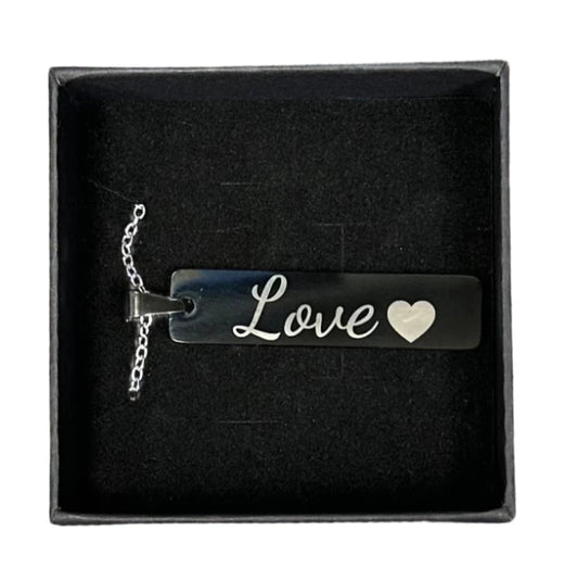 Engraved Black Pendant with Necklace