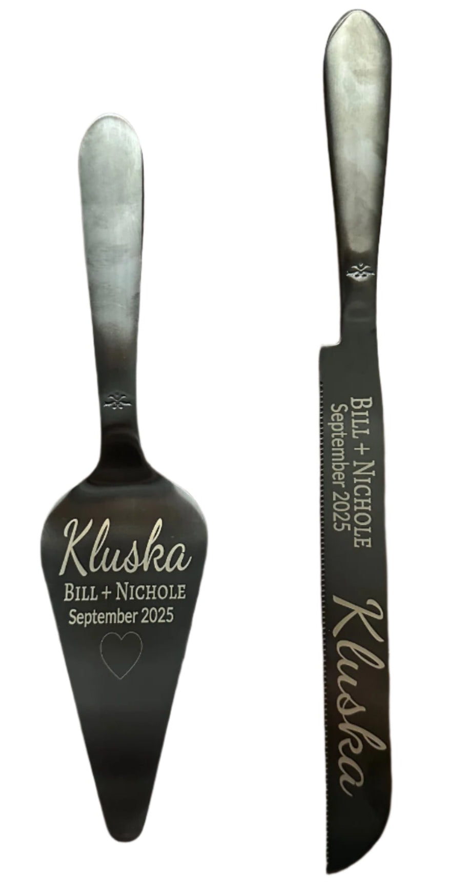 Custom Engraved Wedding Cake Knife and Pie Spatula