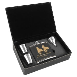 Leather Flask Gift Set