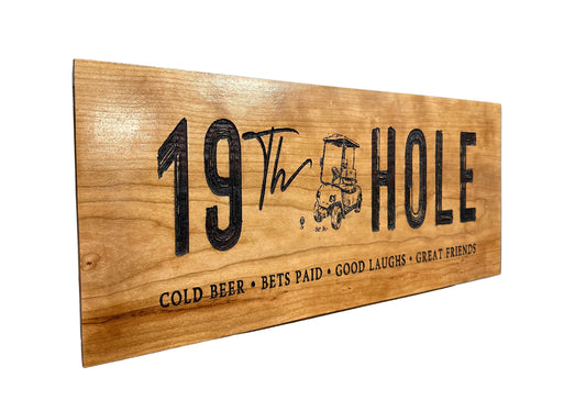 19 Hole Golf Engraved Wood Sign
