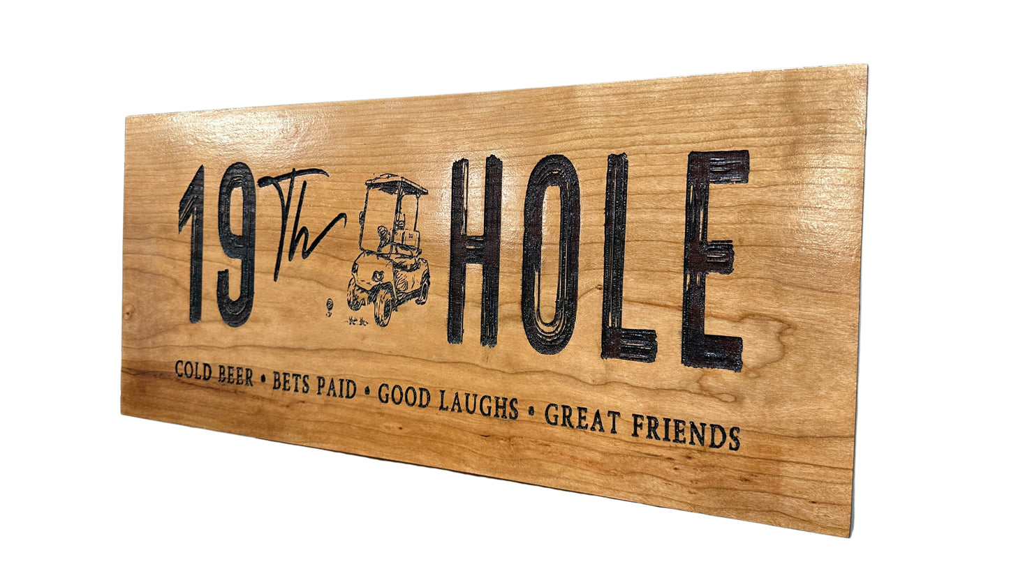19 Hole Golf Engraved Wood Sign