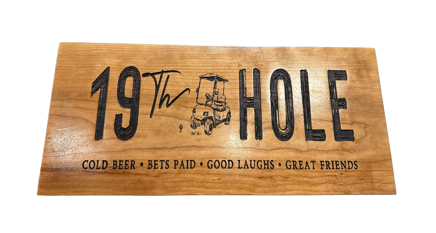 19 Hole Golf Engraved Wood Sign