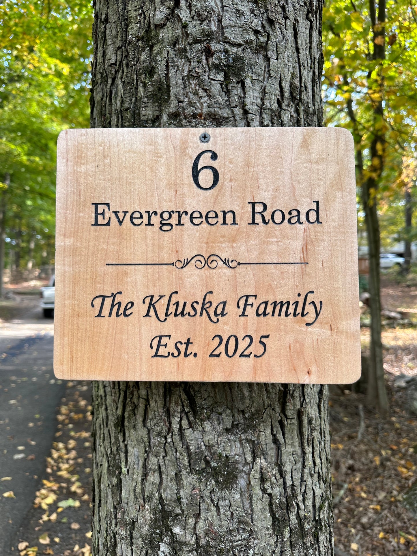 Address & Family Engraved Wood Sign