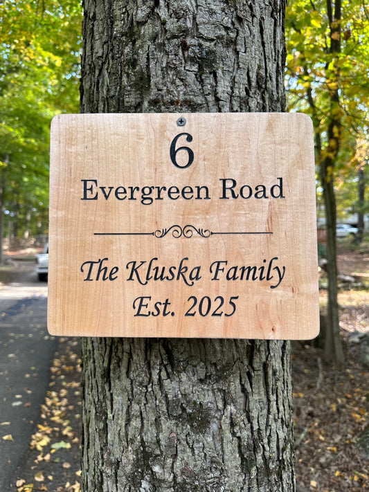 Address & Family Engraved Wood Sign