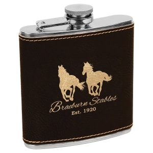 Engraved Leather Flask