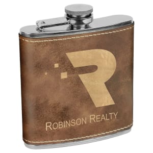 Engraved Leather Flask