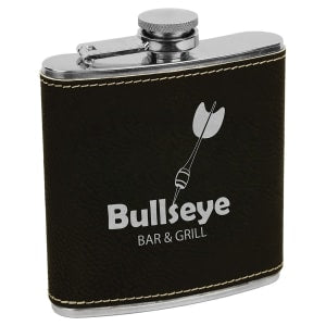 Engraved Leather Flask