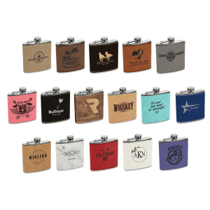 Engraved Leather Flask