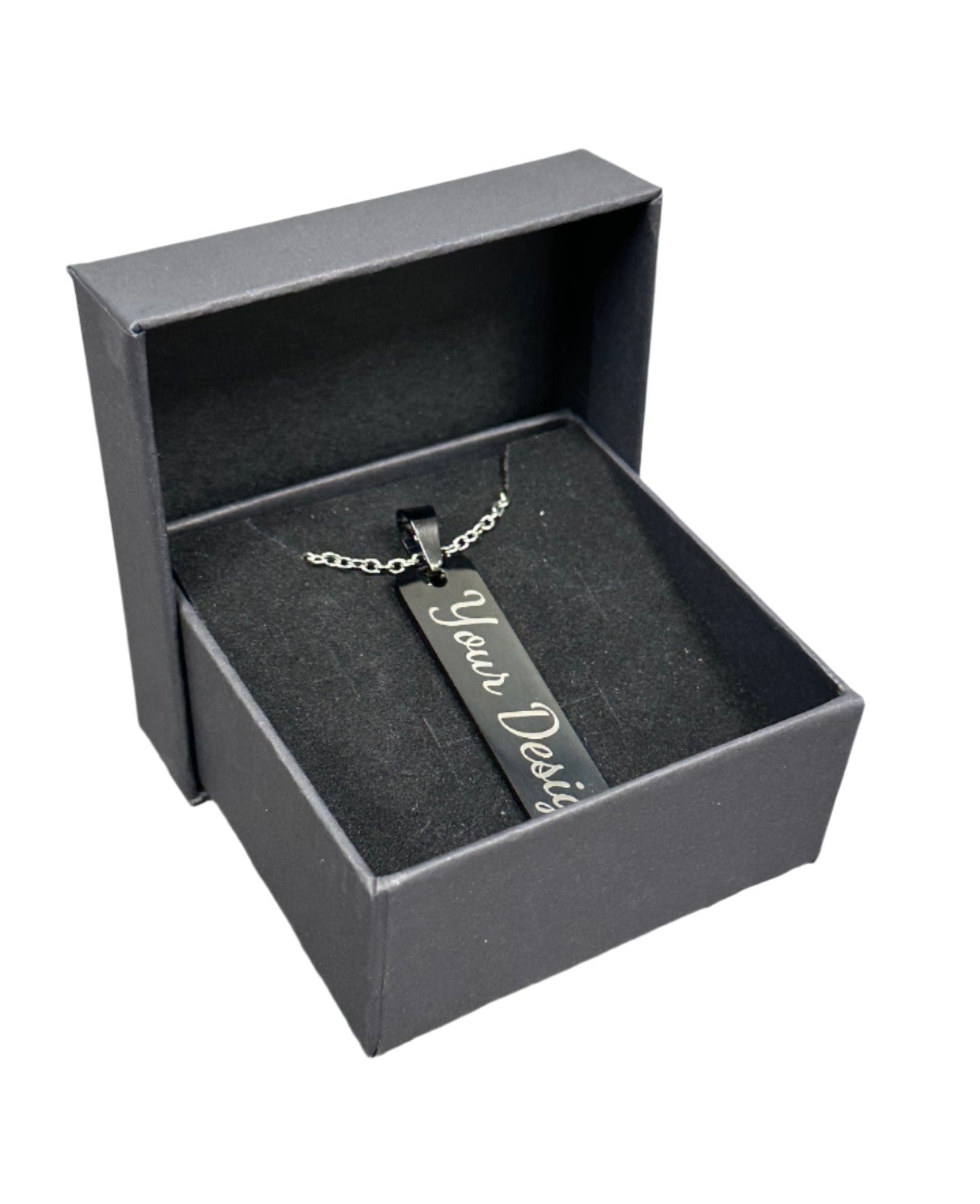 Custom Engraved Black Pendant with Necklace