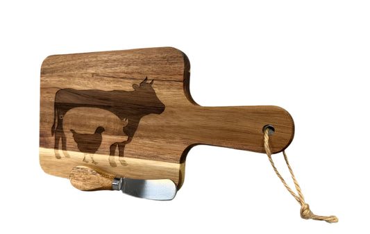 Cow Pig Chicken Wood Cutting Board (Cheese Board)