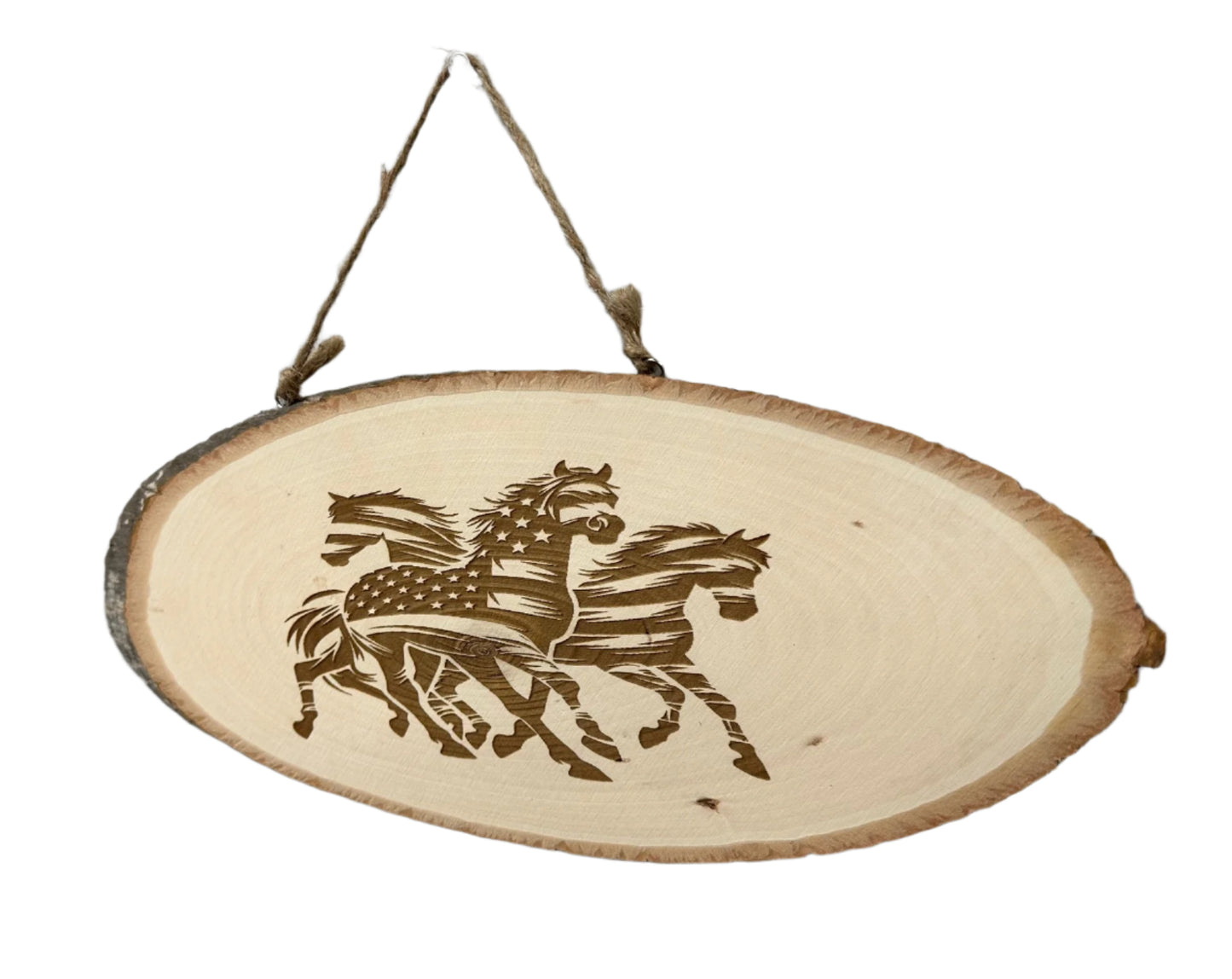 Horse American Flag Wood Sign