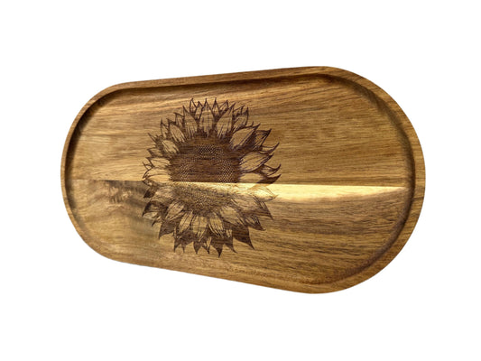Sunflower Acacia Wood Serving Tray