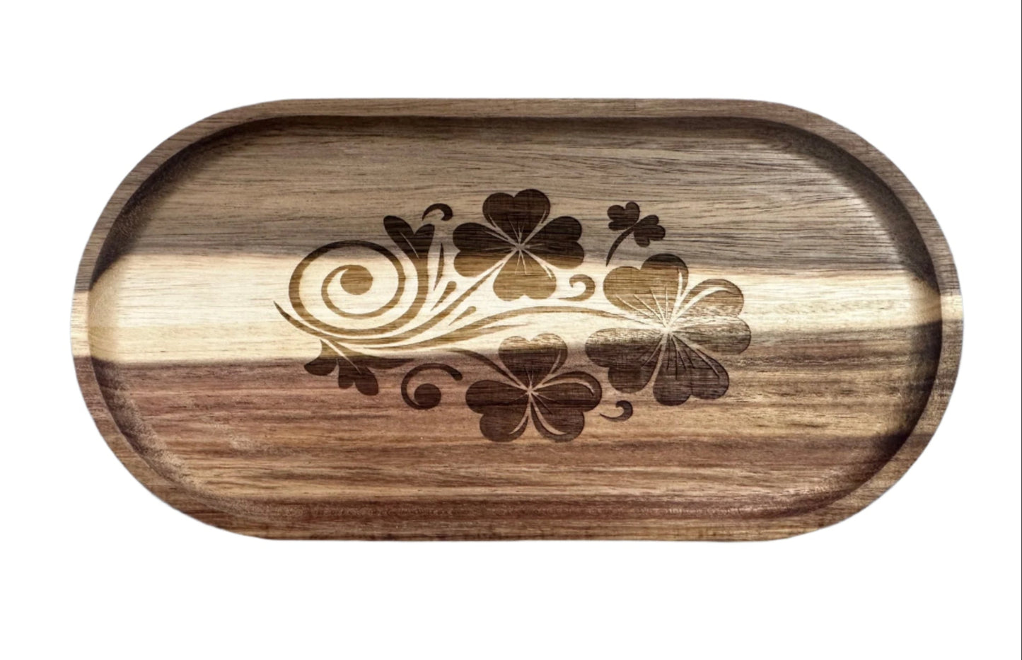 Clover Acacia Wood Serving Tray