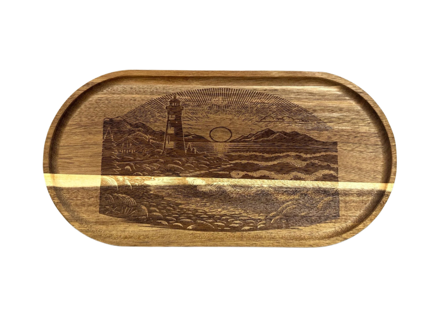 Lighthouse Acacia Wood Serving Tray