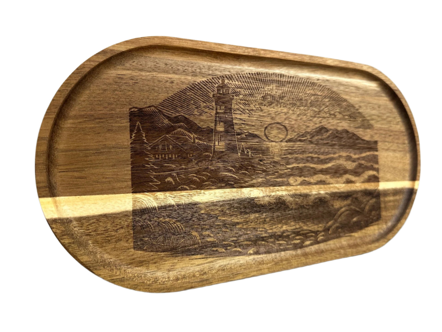 Lighthouse Acacia Wood Serving Tray