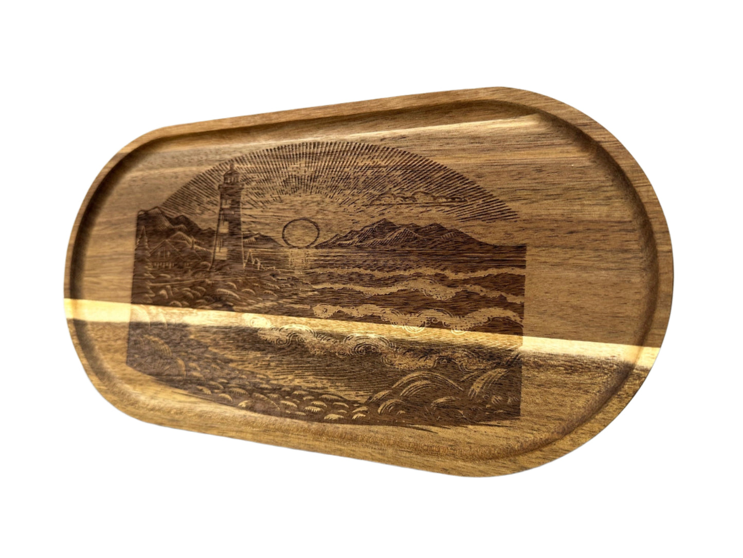 Lighthouse Acacia Wood Serving Tray