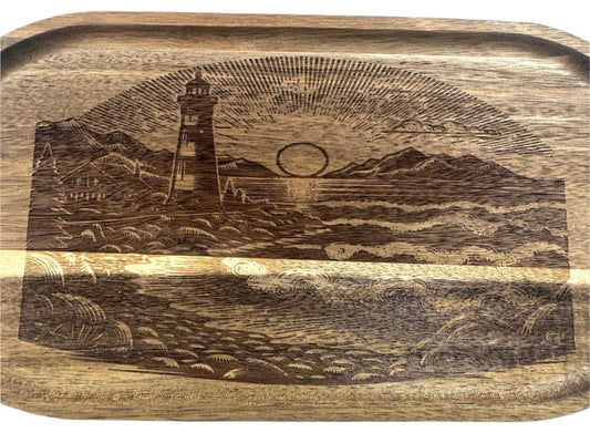Lighthouse Acacia Wood Serving Tray