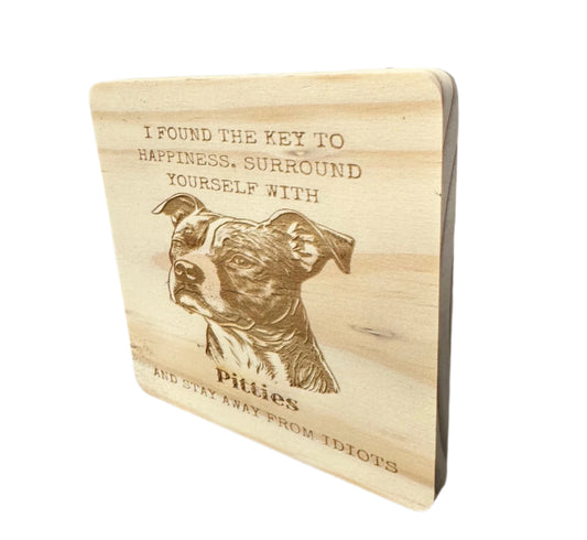 Pitbull Wood Coaster