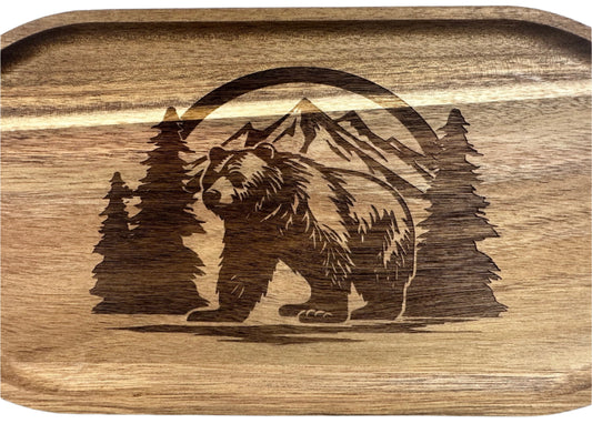 Bear Acacia Wood Serving Tray