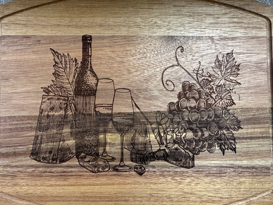 Wine and Cheese - Acacia Wood Cutting Board