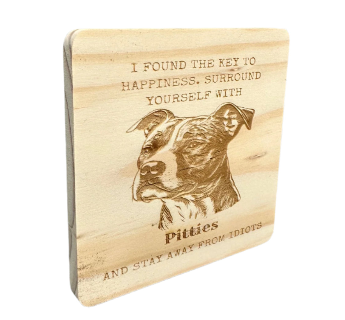 Pitbull Wood Coaster