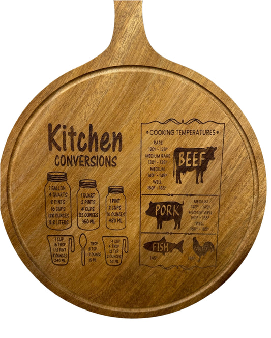 Kitchen Conversions - Round Acacia Wood Cutting Board