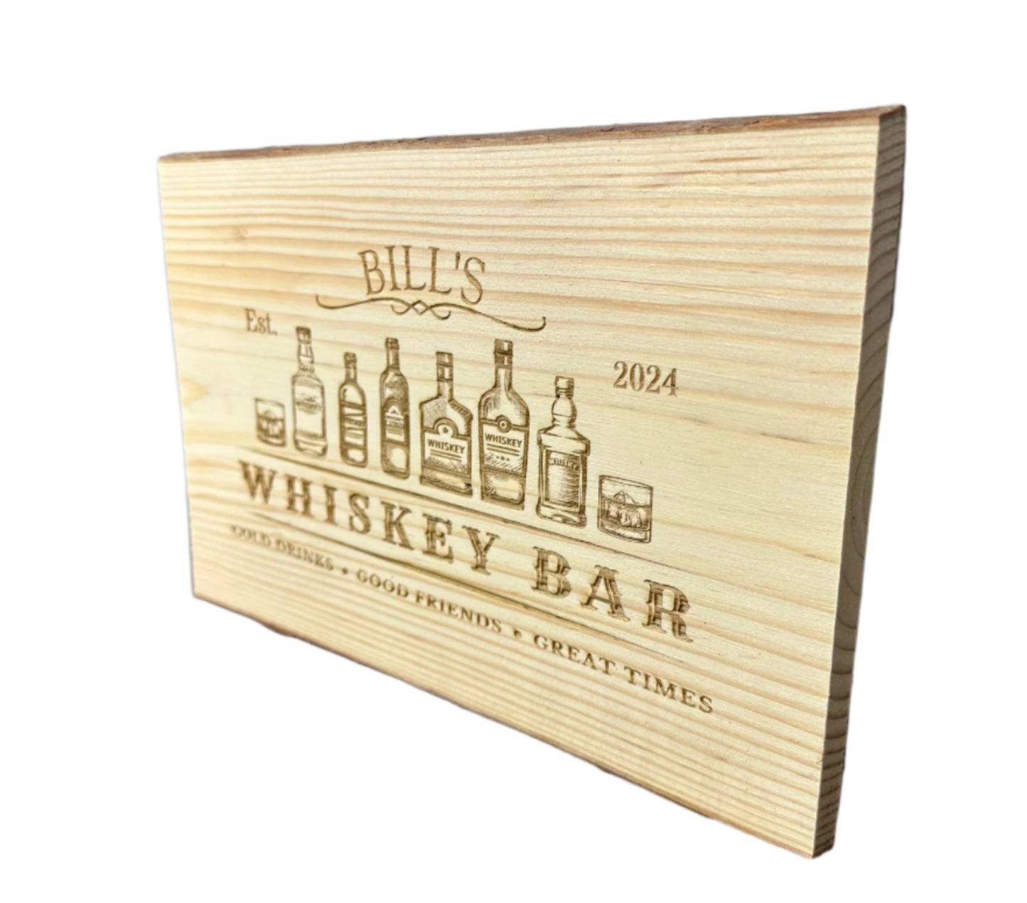 Engraved "Whisky Bar" Wood Sign