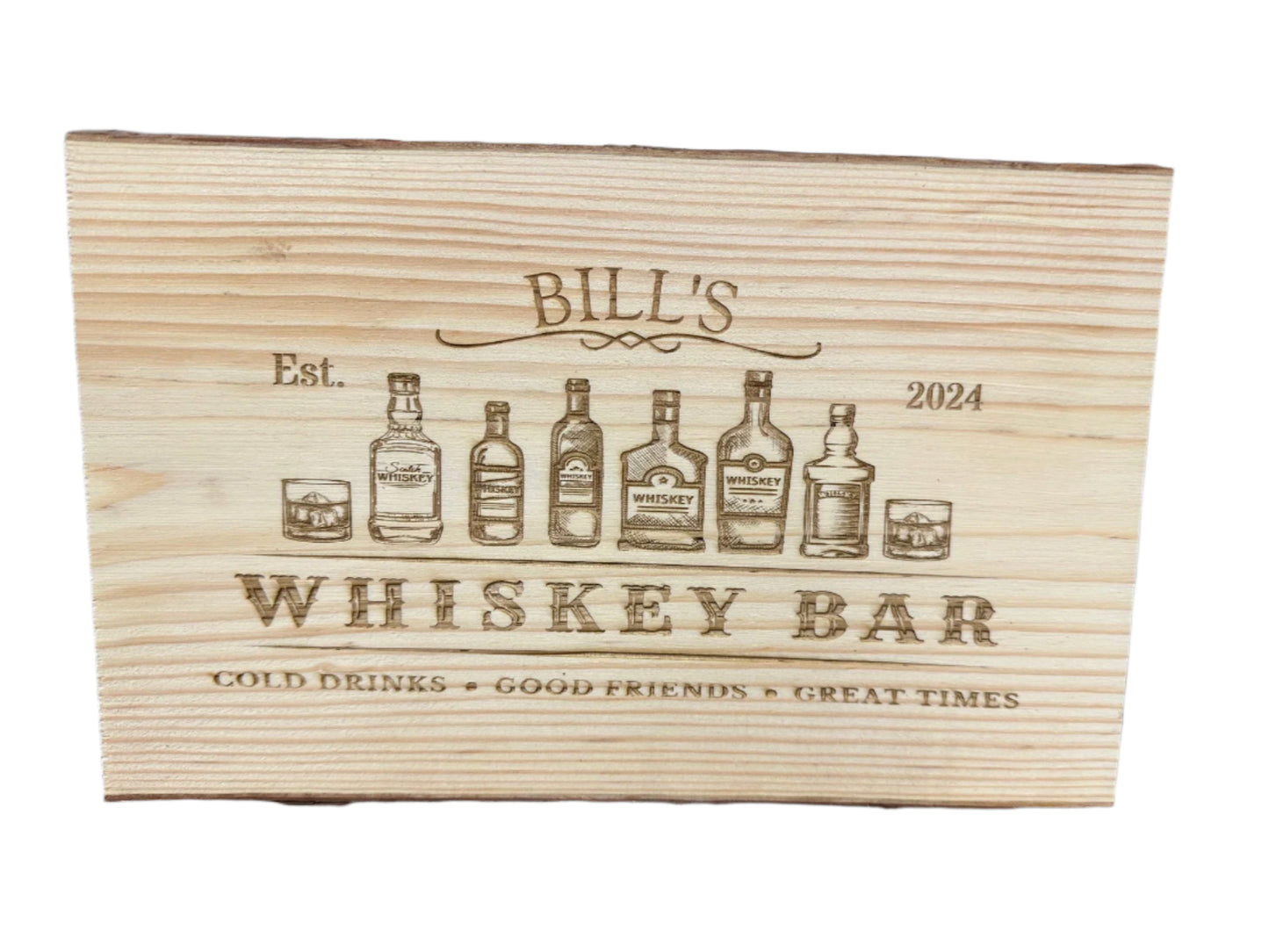 Engraved "Whisky Bar" Wood Sign
