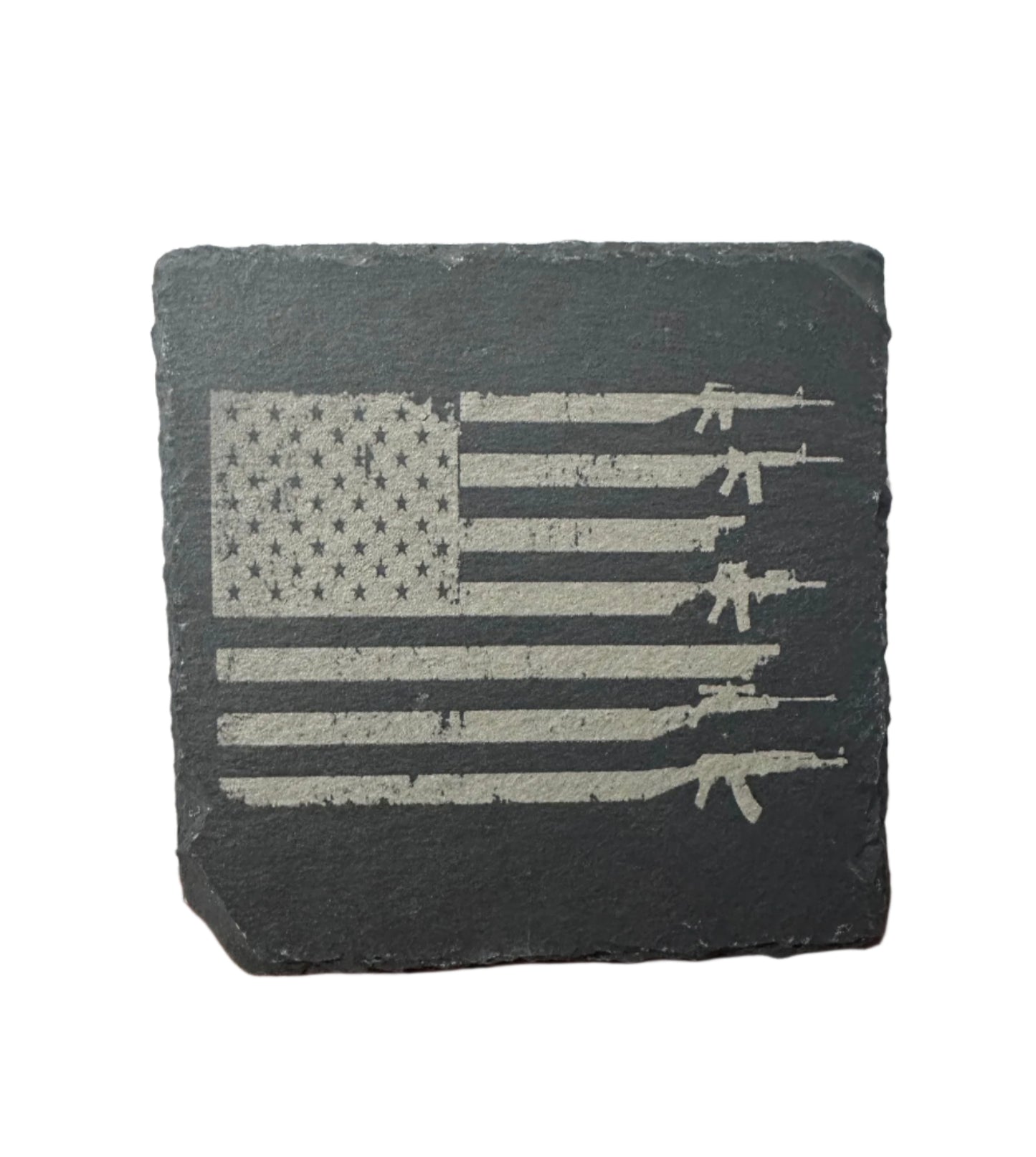 American Flag with Guns - Slate Coaster