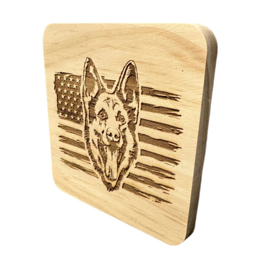 German Shepherd Wood Coaster