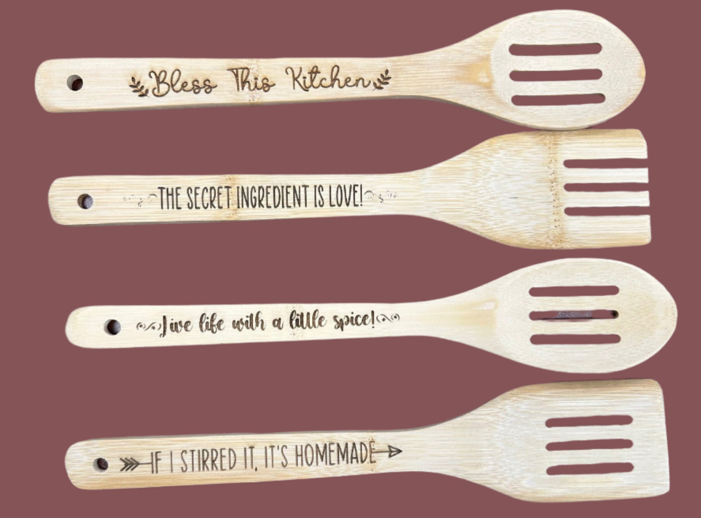 Engraved Wooden Kitchen Spoon