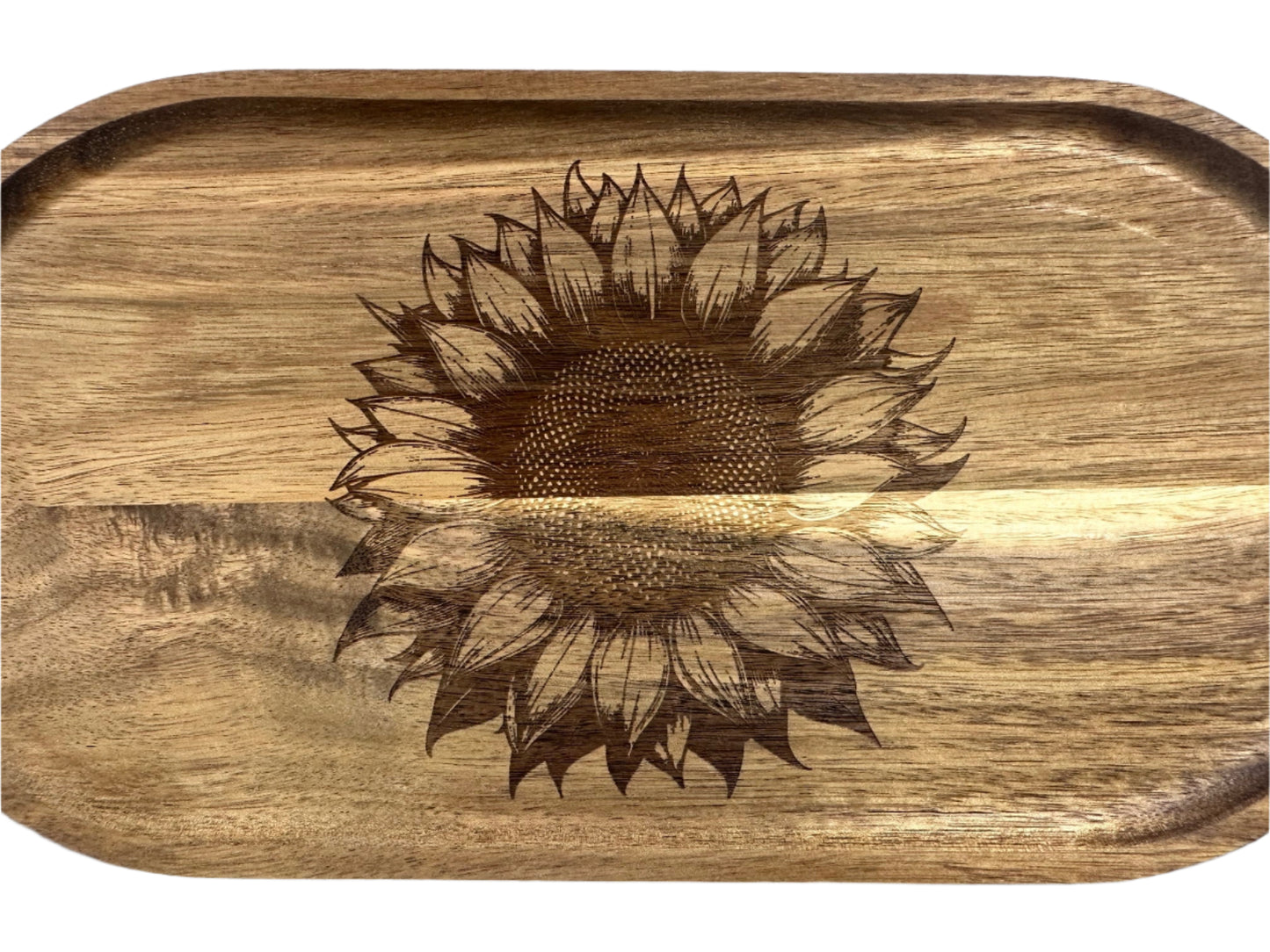 Sunflower Acacia Wood Serving Tray