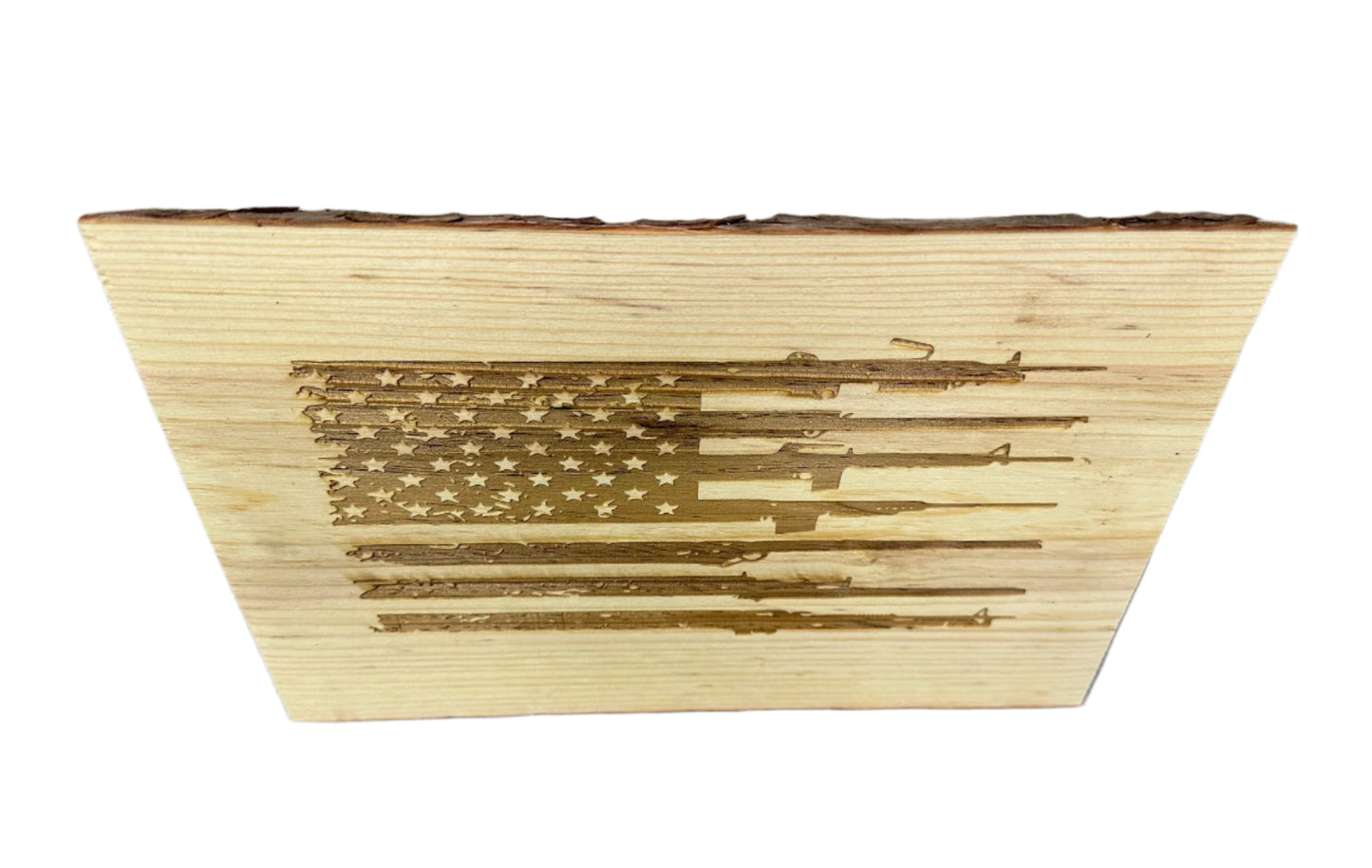 Engraved American Flag Sign with Guns