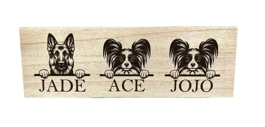 Wood Dog Sign with Custom Breed and Name