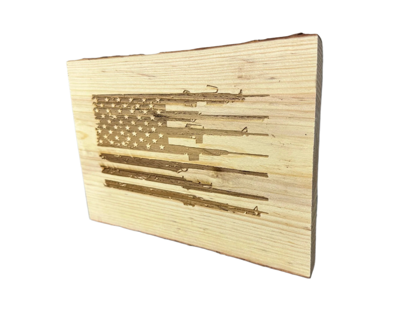 Engraved American Flag Sign with Guns