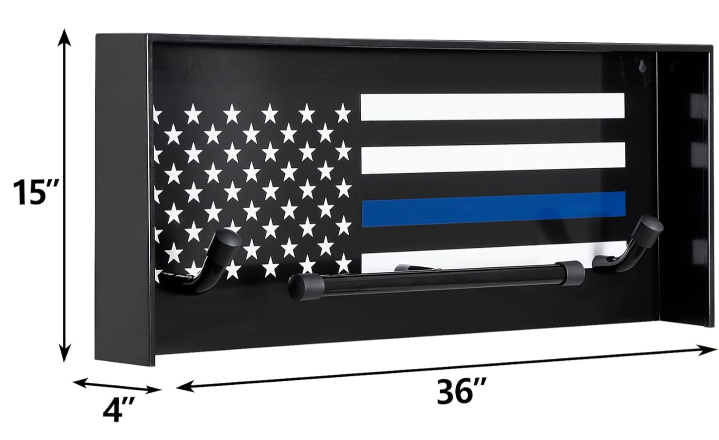 Engraved Wall Mounted Police Gear Rack with Police Flag