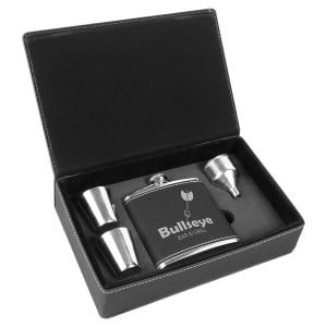 Leather Flask Gift Set