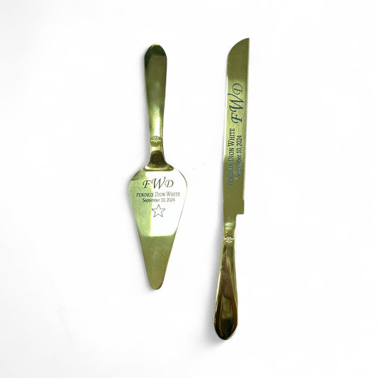 Custom Engraved Wedding Cake Knife and Pie Spatula