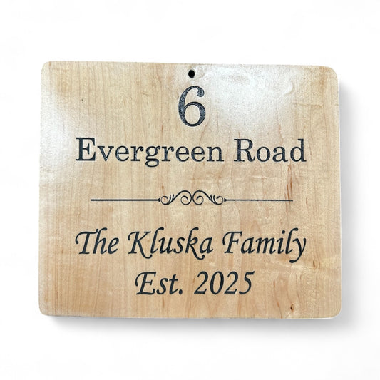 Address & Family Engraved Wood Sign