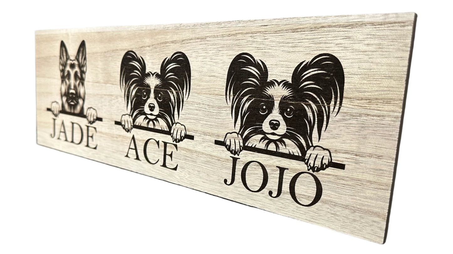 Wood Dog Sign with Custom Breed and Name
