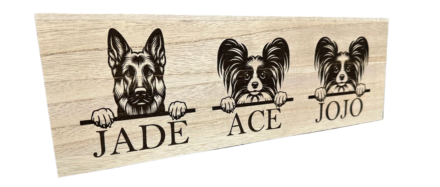 Wood Dog Sign with Custom Breed and Name