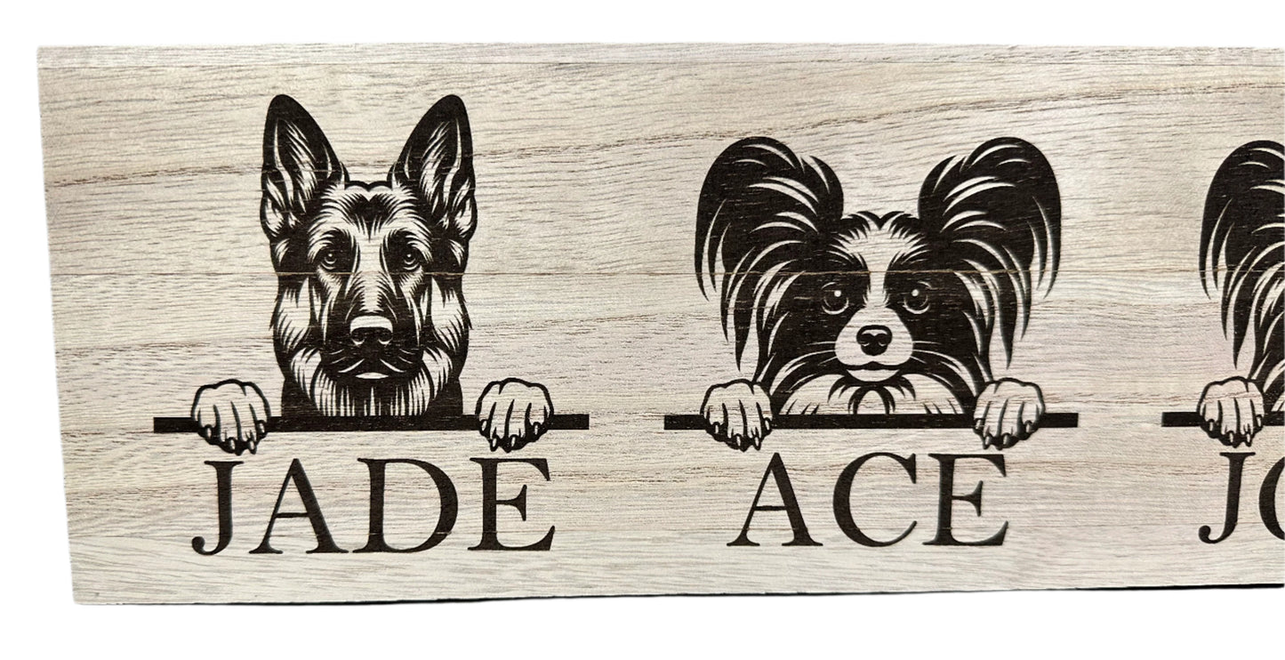 Wood Dog Sign with Custom Breed and Name