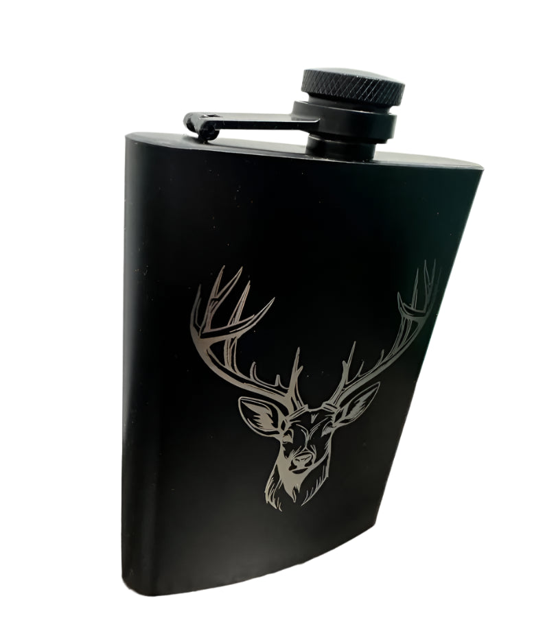 Deer Black Metal Flask