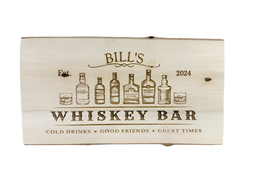 Engraved "Whisky Bar" Wooden Sign