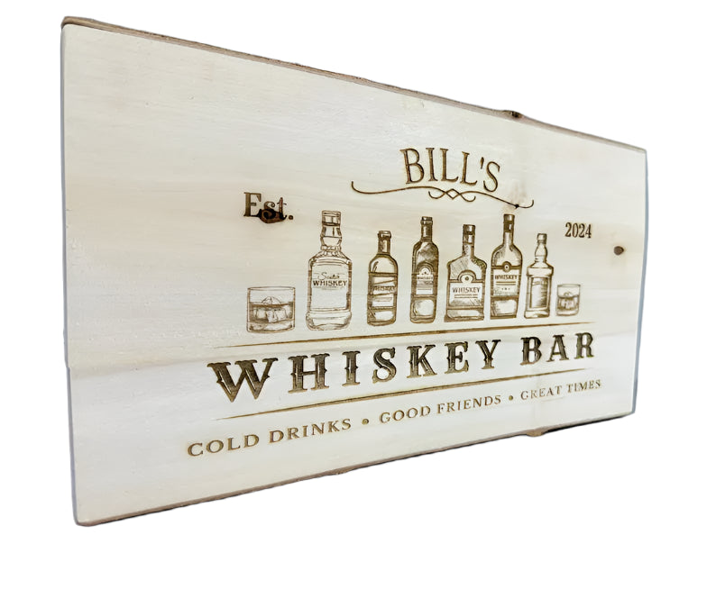 Engraved "Whisky Bar" Wooden Sign