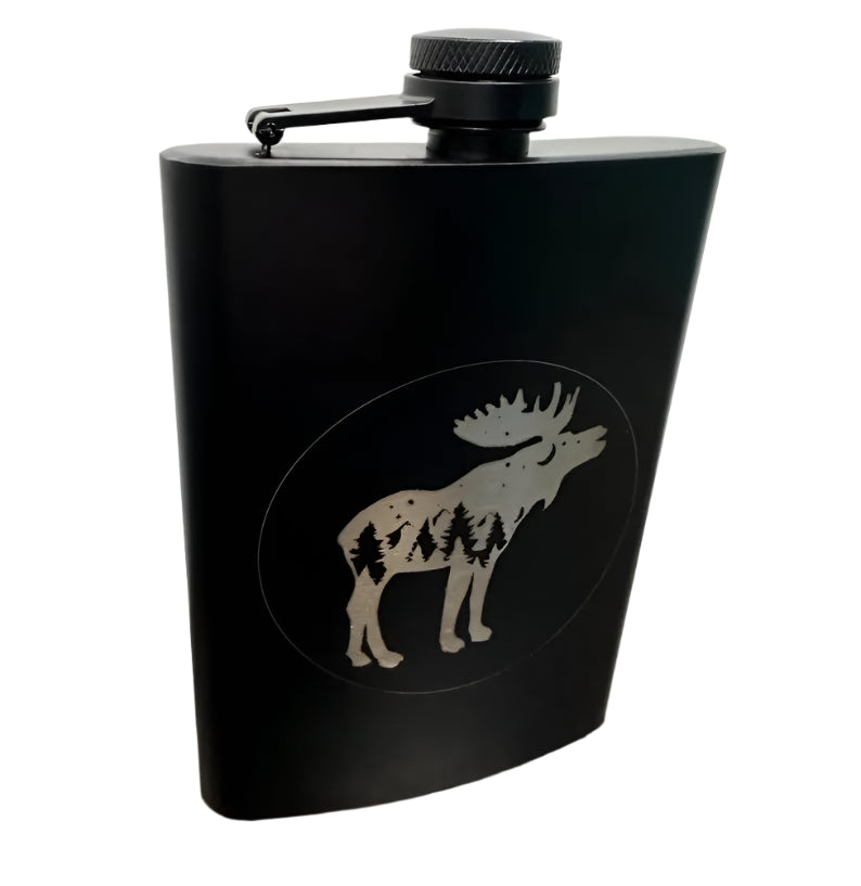 Black Metal Moose Flask