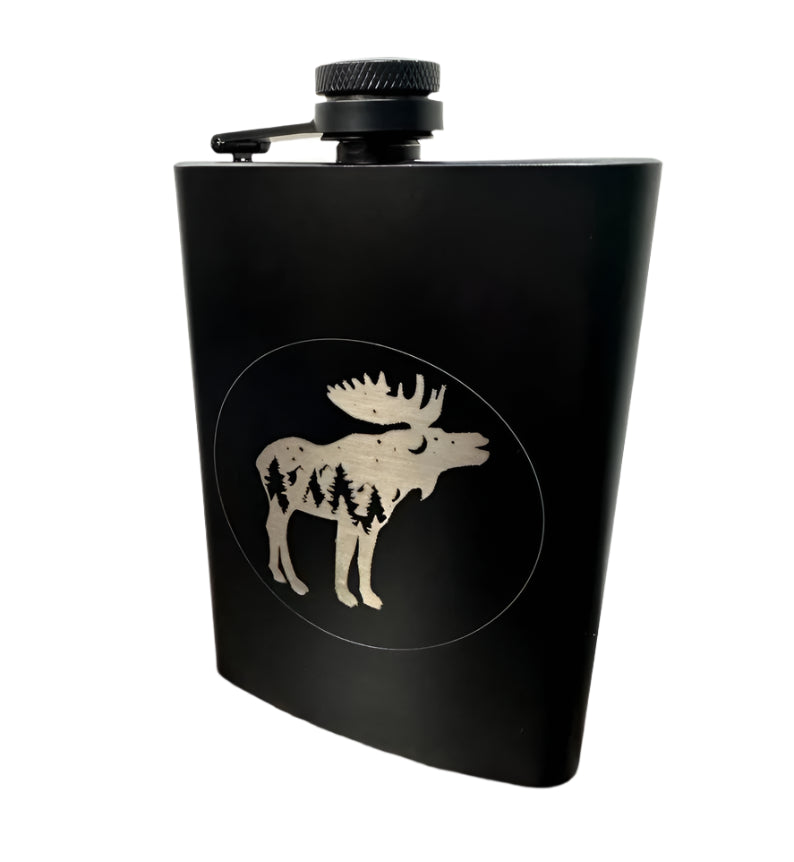 Black Metal Moose Flask