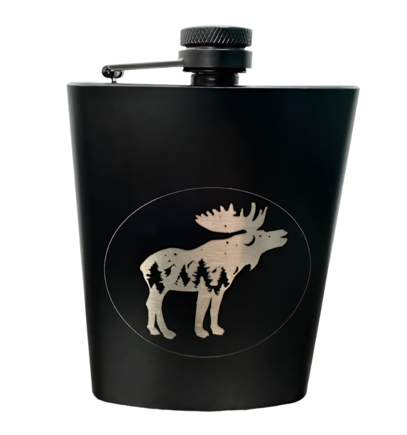 Black Metal Moose Flask