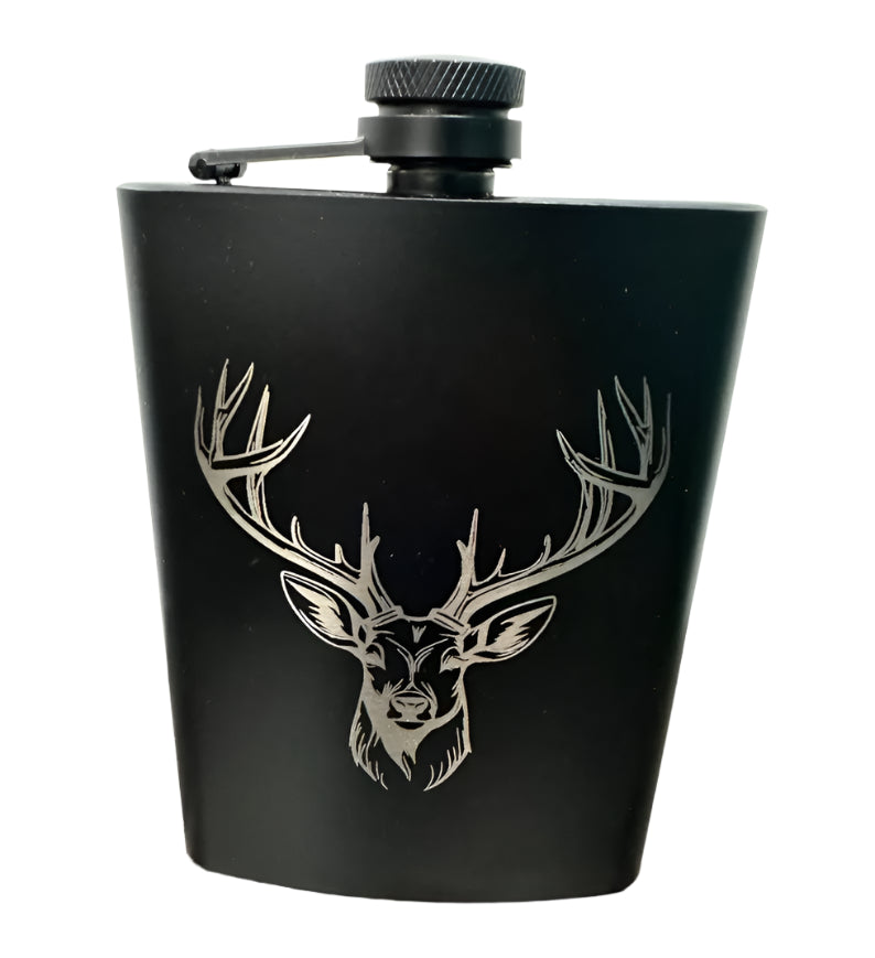 Deer Black Metal Flask