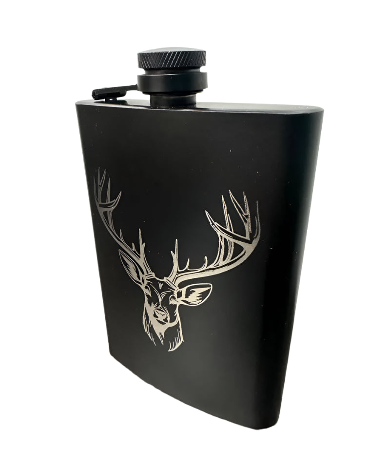 Deer Black Metal Flask